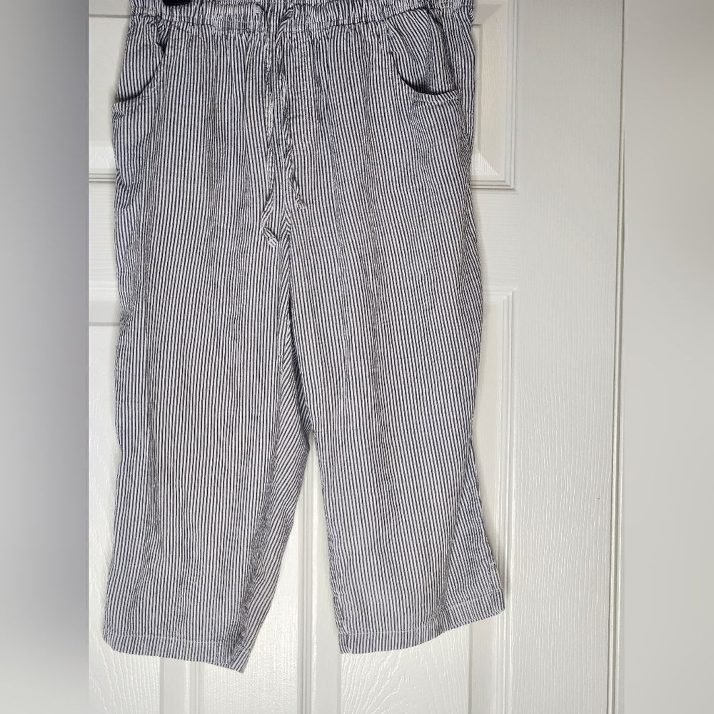 Gloria Vanderbilt Casuals P/M 100% Cotton Striped Elastic Pockets Women's Capri
